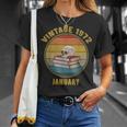 Vintage January 1972 Dark Academia Skull On Books Distressed T-Shirt Gifts for Her