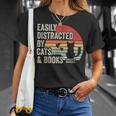 Vintage Retro Easily Distracted By Cats And Books T-Shirt Gifts for Her