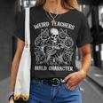 Weird Teachers Build Character Skeleton Reading Book T-Shirt Gifts for Her
