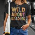 Wild About Reading Book Animal Book Lover Teacher Kids T-Shirt Gifts for Her
