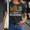 Wild About Reading Books Reader Lover Animals Leopard Zebra T-Shirt Gifts for Her