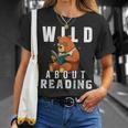 Wild About Reading Love Books Nerd Bookworm Librarian T-Shirt Gifts for Her