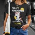 Women's 100 Chance Of Reading Book Lover Unicorn T-Shirt Gifts for Her