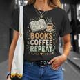 Women's Books Coffee Repeat Book Lover Reader Bookworm T-Shirt Gifts for Her