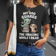 Women's Cute Fantasy Book Reader Apparel Dog Dragon Bookish Magic T-Shirt Gifts for Her