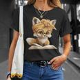 Women's Cute Fox Reading Book Lover Animal Graphic Baby Portrait T-Shirt Gifts for Her