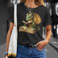 Women's Dragon Bookworm Reading Book Graphic T-Shirt Gifts for Her