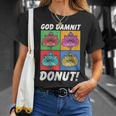 Women's Dungeon Crawler Carl God Damnit Donut Cat Pop Art Book T-Shirt Gifts for Her