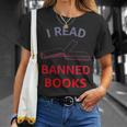 Women's I Read Banned Books Bluegrey-Red Literature Activist T-Shirt Gifts for Her Women's I Read Banned Books Bluegrey-Red Literature Activist T-Shirt Gifts for Her