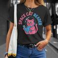 Women's Space CAT Reader Pink Helmet Blue Book Nerd Galaxy Kitty T-Shirt Gifts for Her