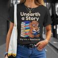 Women's Unearth A Story Reading Mammoth Prehistoric Book Librarian T-Shirt Gifts for Her