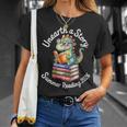 Women's Unearth a Story Summer Reading 2026 Book Lover Dino Fun T-Shirt Gifts for Her