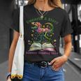 Women's Unearth A Story Summer Reading 2026 Dinosaur Book Floral T-Shirt Gifts for Her