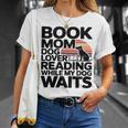 Book Mom Dog Lover Reading While My Dog Waits Premium Tri-Blend T-Shirt Gifts for Her