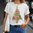 Books Christmas Tree Xmas Librarian Book Lovers Pajama T-Shirt Gifts for Her