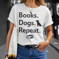 Books Dogs Repeat Shirt Dog Lover Book Lover T-Shirt T-Shirt Gifts for Her