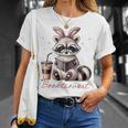 Booktrovert Raccoon Reading Book Iced Coffee Lover T-Shirt Gifts for Her Booktrovert Raccoon Reading Book Iced Coffee Lover T-Shirt Gifts for Her