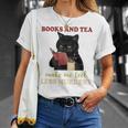 Cat Books And Tea Make Me Feel Less Murdery Quote T-Shirt Gifts for Her Cat Books And Tea Make Me Feel Less Murdery Quote T-Shirt Gifts for Her