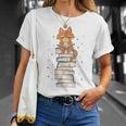 Cat Sits On Books Reading Reading Book Lover T-Shirt Gifts for Her