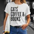 Cats Coffee And Books T-Shirt Gifts for Her