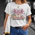 Cute Axolotl Reading Books Cozy Bookworm Fantasy Art Premium Tri-Blend T-Shirt Gifts for Her