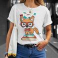 Cute Fox Smart Nerdy 1st Day School Teachers Students Books T-Shirt Gifts for Her