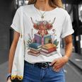 Cute Highland Cow With Book Floral Bookworm Librarian Book T-Shirt Gifts for Her Cute Highland Cow With Book Floral Bookworm Librarian Book T-Shirt Gifts for Her