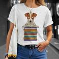 Cute Jack Russel Dog Reading On Pile Of Books Premium Tri-Blend T-Shirt Gifts for Her
