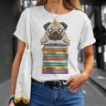 Cute Pug Dog Reading Book On Pile Of Books T-Shirt Gifts for Her Cute Pug Dog Reading Book On Pile Of Books T-Shirt Gifts for Her