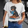Dachshund Dog With Glasses Reading Book Librarian T-Shirt Gifts for Her Dachshund Dog With Glasses Reading Book Librarian T-Shirt Gifts for Her