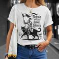 Defend Your Local Public Library Cat Knight Book Lover T-Shirt Gifts for Her