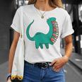 Dinosaur Carrying Book Reading Bookworm Librarian T-Shirt Gifts for Her
