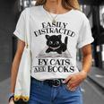 Easily Distracted By Cats And Books Cat Book Lover T-Shirt Gifts for Her