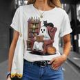 Ghost With Bookshelf Halloween Bookish Premium Tri-Blend T-Shirt Gifts for Her