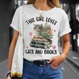 This Girl Loves Cats And Books Cat Watercolor T-Shirt Gifts for Her