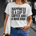Happiness Is A Cup Of Coffee And A Good Book Reading T-Shirt Gifts for Her Happiness Is A Cup Of Coffee And A Good Book Reading T-Shirt Gifts for Her