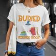 I’d Rather Be Buried In A Horror Book Spooky Skull Book Fan T-Shirt Gifts for Her