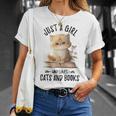 Just A Girl Who Loves Cats And Books Kitties Pet Art Lover T-Shirt Gifts for Her