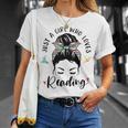 Just A Girl Who Loves Reading Hair Bun For Book Lover T-Shirt Gifts for Her