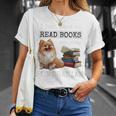 I Just Want To Read Books And Pet My Pomeranian Dog Premium T-Shirt Gifts for Her