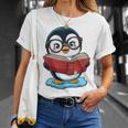Kawaii Penguin In Cartoon Style With Book And Glasses T-Shirt Gifts for Her