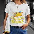 Let's Taco About Books Mexican Pun Bookworm Premium Tri-Blend T-Shirt Gifts for Her