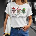 Librarian Merry Christmas Books Santa Hat Reindeer Elf Xmas T-Shirt Gifts for Her
