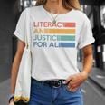 Literacy And Justice For All Reading Book Club Librarian Premium Tri-Blend T-Shirt Gifts for Her