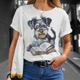 Nerdy Schnauzer Dog Book Lover Glasses Cute Pet For Men Women Kids T-Shirt Gifts for Her