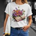 Open Book With Colorful Flowers For Readers T-Shirt Gifts for Her