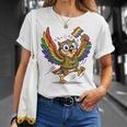 Owl With Pride Flag Book Lover Rainbow Library T-Shirt Gifts for Her