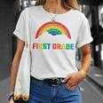 Rainbow Colors First Grade Squad Reading Book Graphic T-Shirt Gifts for Her