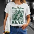 Real Men Read Cute Bear Tea Book Lover Men Boys Reading Premium Tri-Blend T-Shirt Gifts for Her