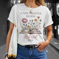 Retired 2026 Teacher Women A New Chapter Begins Floral Book T-Shirt Gifts for Her